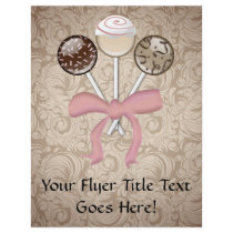 Elegant Cocoa Damask Cake Pop Custom Flyer