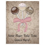 Elegant Cocoa Damask Cake Pop Custom Flyer
