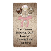 Elegant Cocoa Damask Cake Pop Personalized Shipping Labels