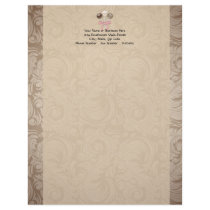 Elegant Cocoa Damask Cake Pop Personalized Letterhead