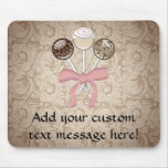 Elegant Cocoa Damask Cake Pop Mouse Pads