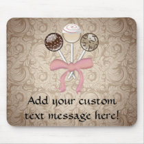 Elegant Cocoa Damask Cake Pop Mouse Pads