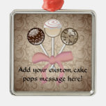 Elegant Cocoa Damask Cake Pop ornaments