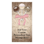 Elegant Cocoa Damask Cake Pop photo cards