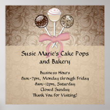 Elegant Cocoa Damask Cake Pop Posters