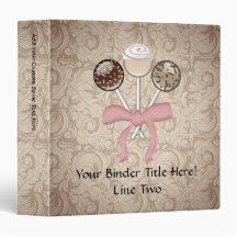 Elegant Cocoa Damask Cake Pop Vinyl Binder
