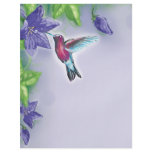 elegant colorful hummingbird and purple flowers flyer