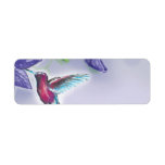 elegant colorful hummingbird and purple flowers custom return address label