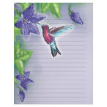 elegant colorful hummingbird and purple flowers letterhead