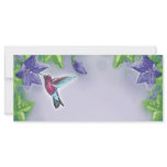 elegant colorful hummingbird and purple flowers full color rack card
