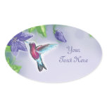 elegant colorful hummingbird and purple flowers round stickers