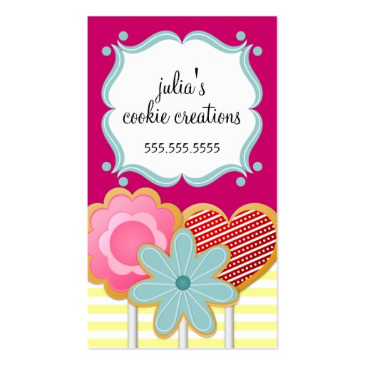 Elegant Cookie Pops Bakery Business Cards (front side)