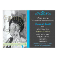 Elegant, cool  blue photo university graduation personalized invitation