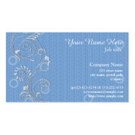 Elegant, cool light blue, swirl floral business business card template