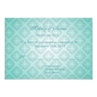 Elegant, cool teal decorative floral RSVP wedding Custom Invitation