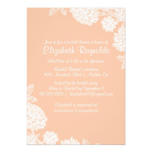 Elegant Coral Bridal Shower Invitations