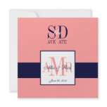 Elegant Coral Navy Save the Date Announcement