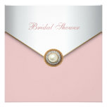 Elegant Coral Pink Bridal Shower Personalized Invitation
