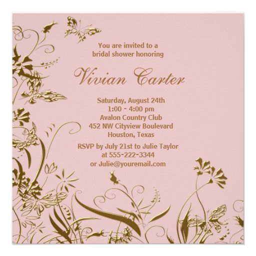 Elegant Coral Pink Bridal Shower Personalized Invitation