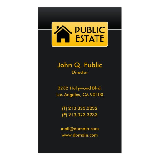 Elegant Corporate Black Real Estate Business Card (front side)