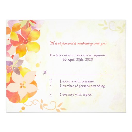 Elegant Country Flowers Wedding RSVP (4.25x5.5) Invite