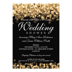 Elegant Couples Shower Gold Lights Invitations