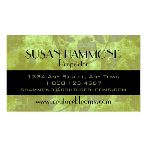 Elegant Couture Floral Business Card (back side)