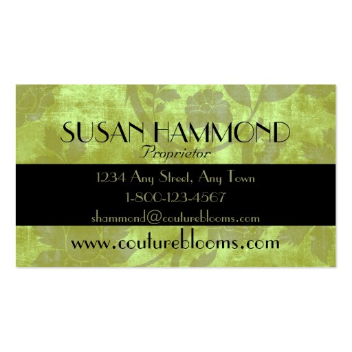Elegant Couture Florist Business Card (back side)
