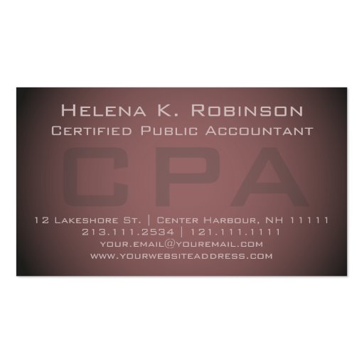 Elegant CPA Certified Public Accountant Business Card Template (front side)