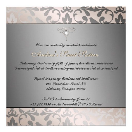 Elegant Cream and Silver Invitation with Bow