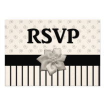 Elegant Cream & Black Wedding RSVP Invitations invitations
