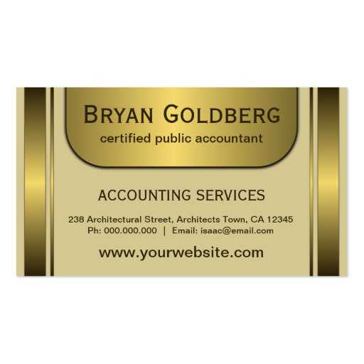Elegant Cream Gold CPA Accountant Business Cards (front side)