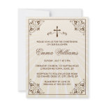 Elegant cream ornate frame christening invitation