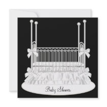 Elegant Crib Black White Baby Shower Personalized Invite