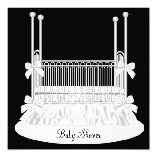 Elegant Crib Black White Baby Shower Personalized Invite