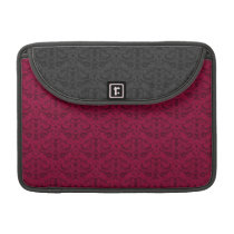 Elegant Crimson Red and Gray Damask macbook sleeves