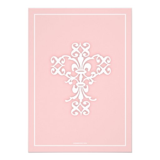Elegant Cross Baby Girl Christening Invitation