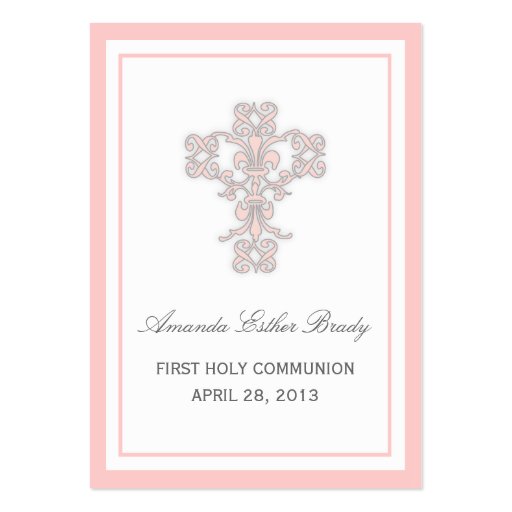 Elegant Cross in Pink Favor Tag Card Business Card Templates (front side)