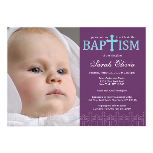 Elegant Cross Photo Baptism Invitation