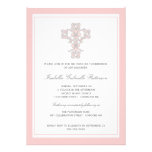 Elegant Cross Pink Girl First Communion Invitation