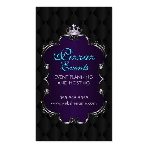 Elegant Crown Filigree and Tuft Fabric Business Cards