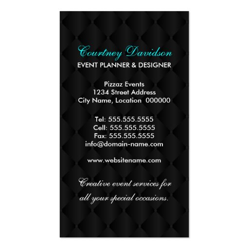 Elegant Crown Filigree and Tuft Fabric Business Cards (back side)