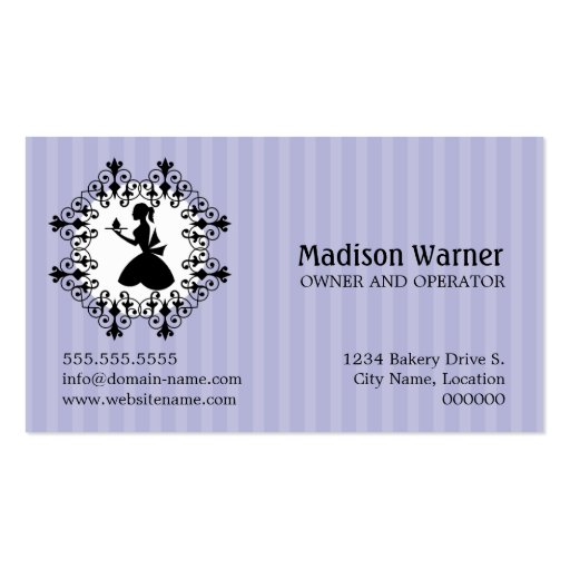 Elegant Cupcake and Lady Silhouette Business Cards (back side)