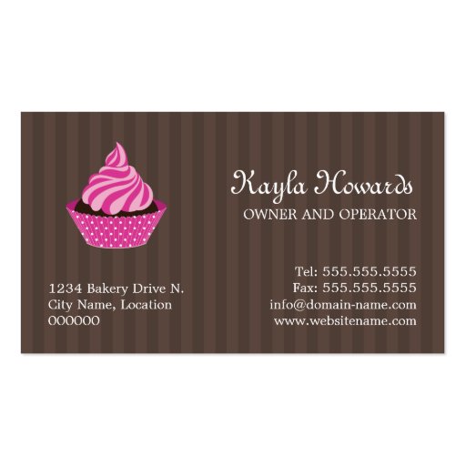 Elegant Cupcake Bakery Business Cards (back side)