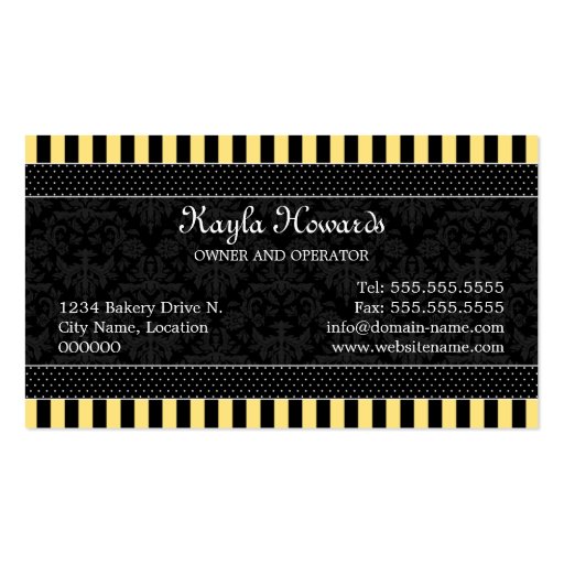 Elegant Cupcake Bakery Business Cards (back side)