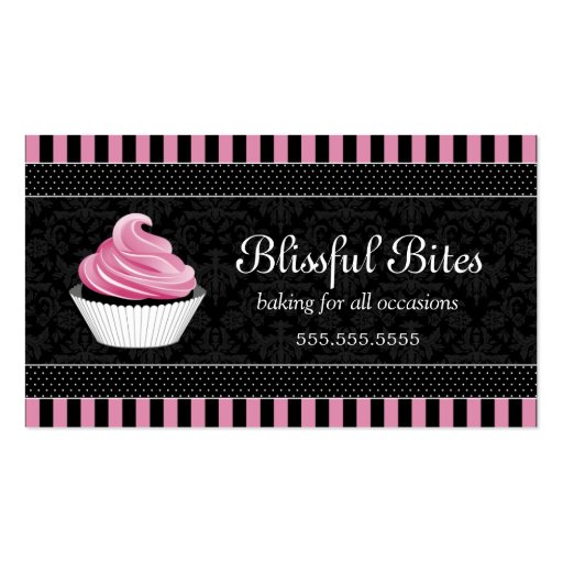 Elegant Cupcake Bakery Business Cards (front side)