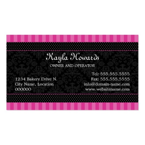 Elegant Cupcake Bakery Business Cards (back side)