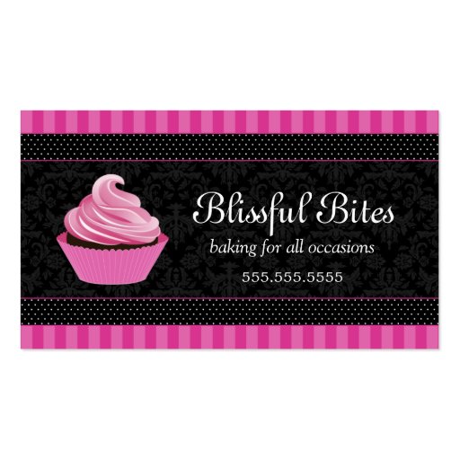 Elegant Cupcake Bakery Business Cards (front side)