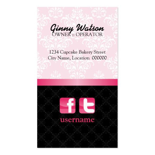Elegant Cupcake Bakery Business Cards (back side)