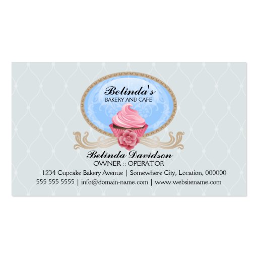 Elegant Cupcake Bakery Custom Business Cards (back side)
